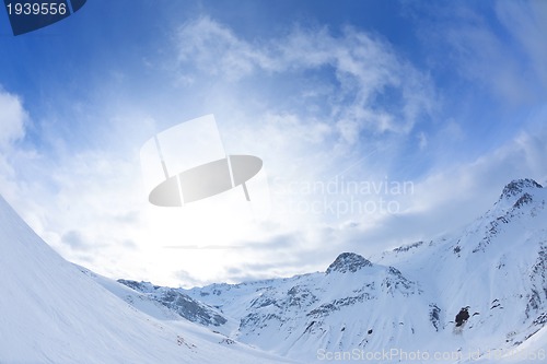 Image of High mountains under snow in the winter