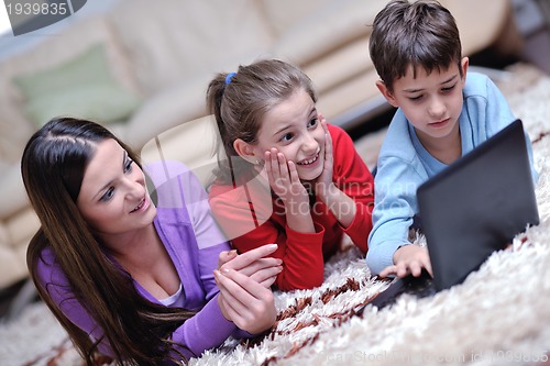 Image of happy young family have fun at home