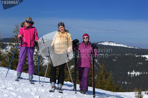 Image of winter season fun with group of girls