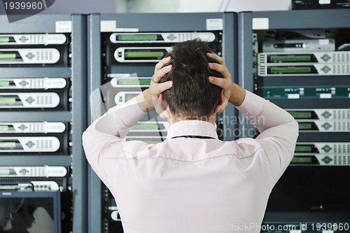 Image of system fail situation in network server room