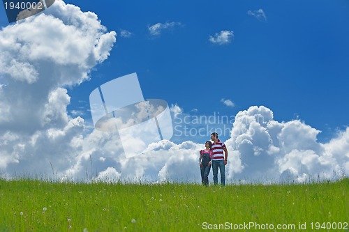 Image of romantic young couple in love together outdoor