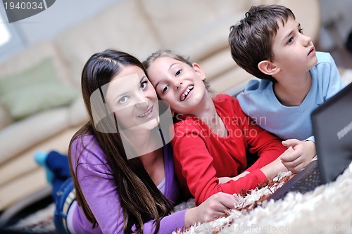Image of happy young family have fun at home