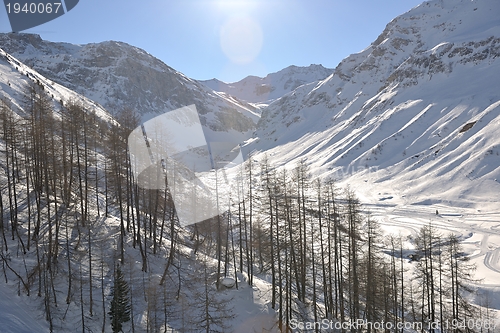 Image of High mountains under snow in the winter