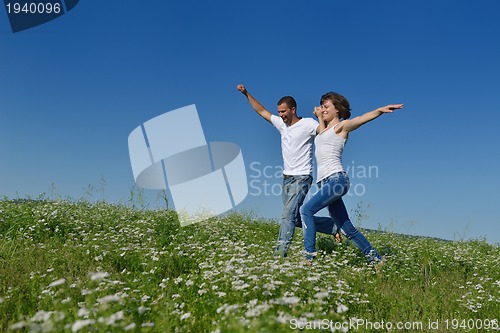 Image of happy couple in wheat field