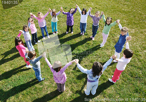 Image of preschool  kids outdoor have fun