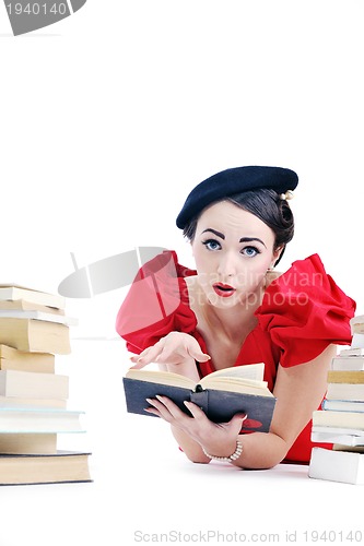 Image of beautiful young woman read book