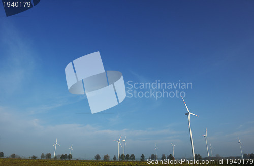 Image of wind turbine generating eco electricity