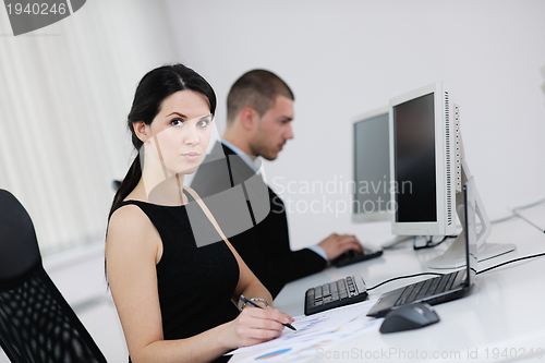 Image of business people group working in customer and help desk office