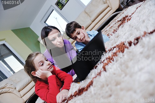 Image of happy young family have fun at home