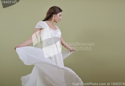 Image of Portrait of a beautiful woman dressed as a bride