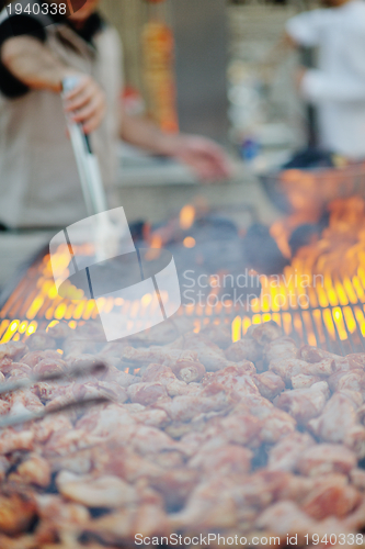 Image of Barbecue with chicken  grill