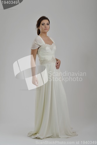 Image of Portrait of a beautiful woman dressed as a bride