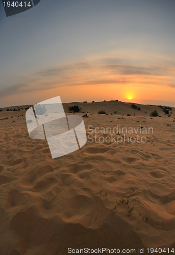 Image of beautiful sunset in desert