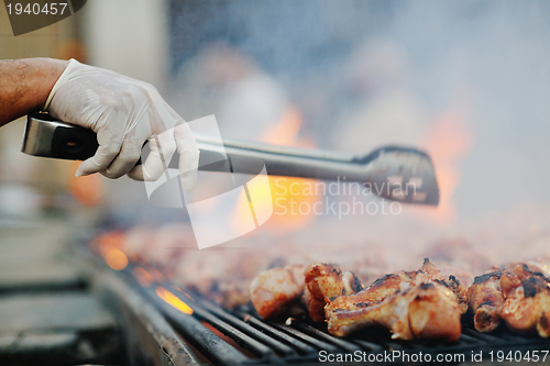 Image of Barbecue with chicken  grill