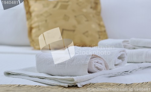 Image of towels in hotel room