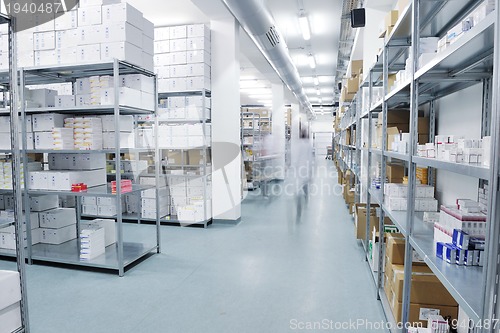 Image of medical factory  supplies storage indoor