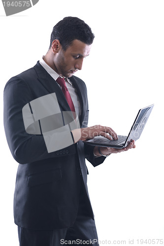 Image of business man work on mini laptop