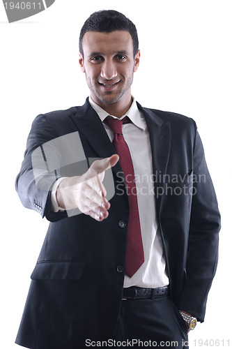 Image of business man giving you a hand shake