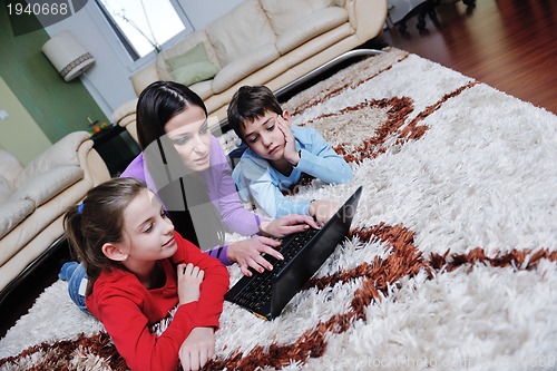 Image of happy young family have fun at home