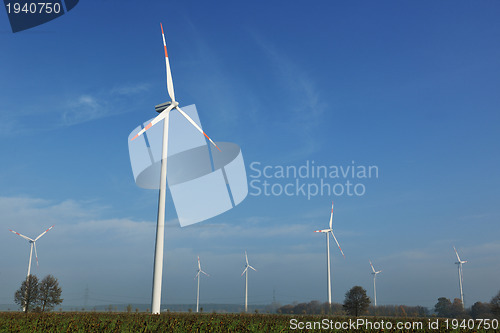 Image of wind turbine generating eco electricity