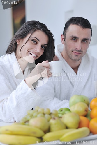 Image of young couple have fun in modern kitchen