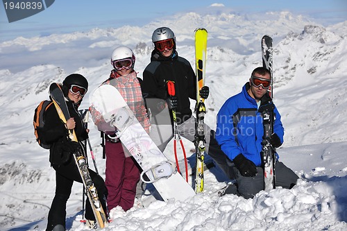Image of people group on snow at winter season