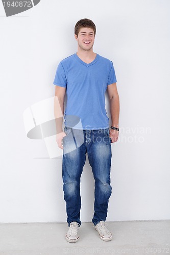 Image of portrait of happy young casual man