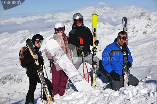 Image of people group on snow at winter season