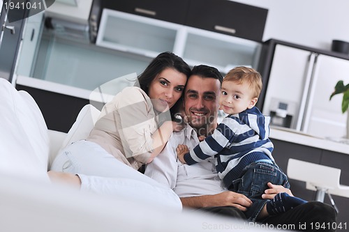 Image of happy young family have fun  at home