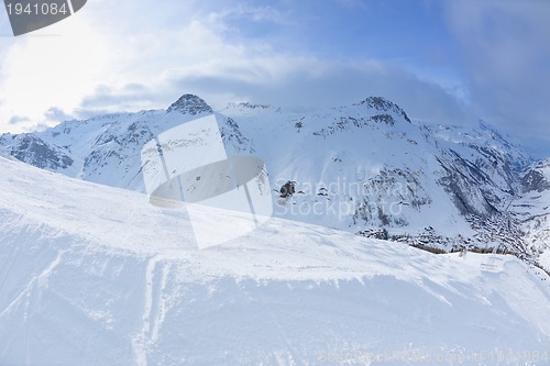 Image of High mountains under snow in the winter