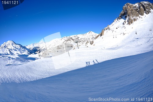 Image of High mountains under snow in the winter