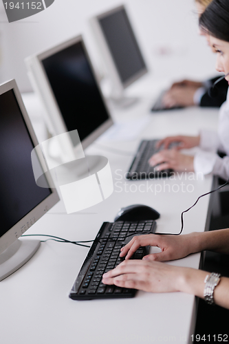 Image of business people group working in customer and help desk office