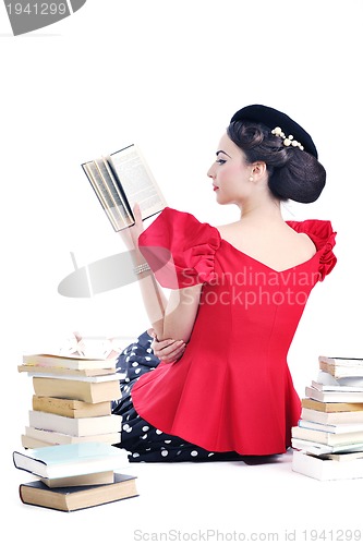 Image of beautiful young woman read book