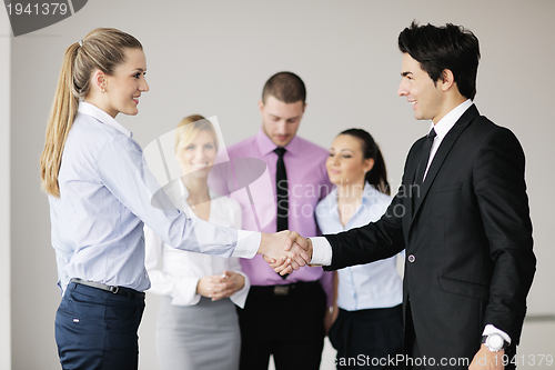 Image of Group of young business people at meeting