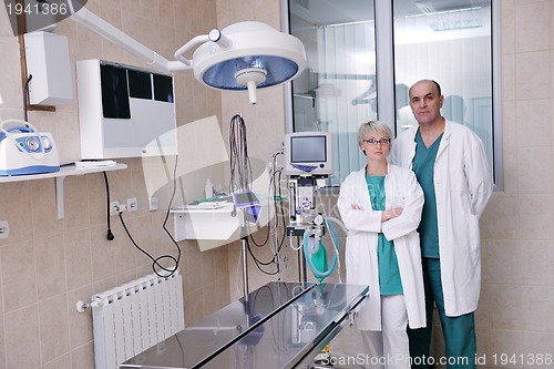 Image of veterinarian and assistant in a small animal clinic