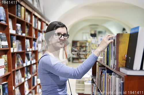 Image of female in library