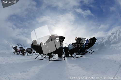 Image of people group on snow at winter season