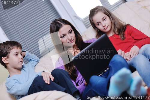 Image of happy young family have fun at home