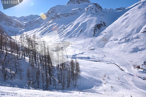 Image of High mountains under snow in the winter