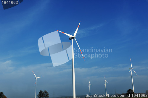 Image of wind turbine generating eco electricity