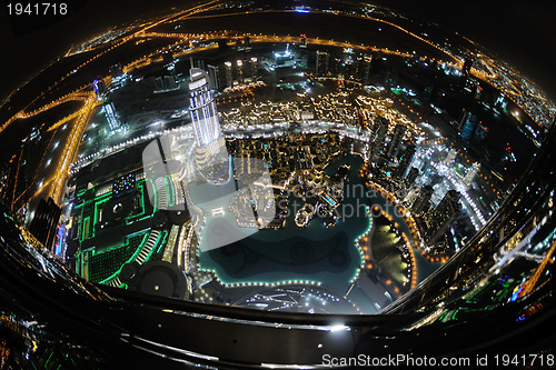 Image of Panorama of down town Dubai city at night