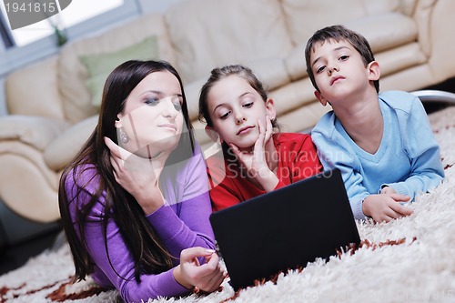 Image of happy young family have fun at home