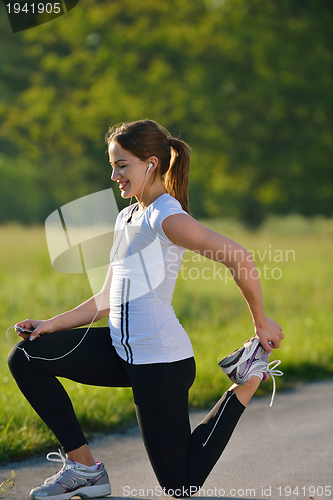 Image of woman stretching before fitness
