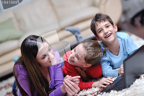 Image of happy young family have fun at home