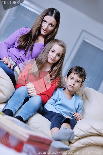 Image of happy young family have fun at home