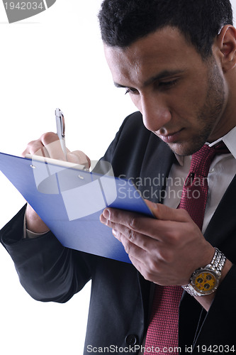 Image of business man trying to read