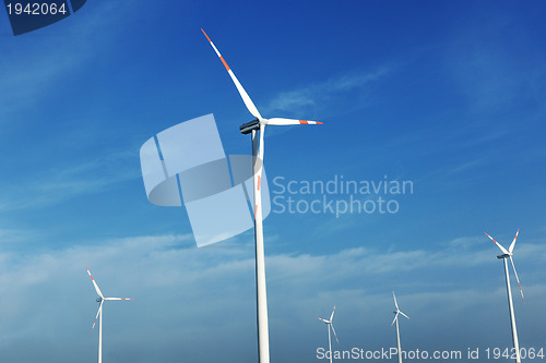 Image of wind turbine generating eco electricity