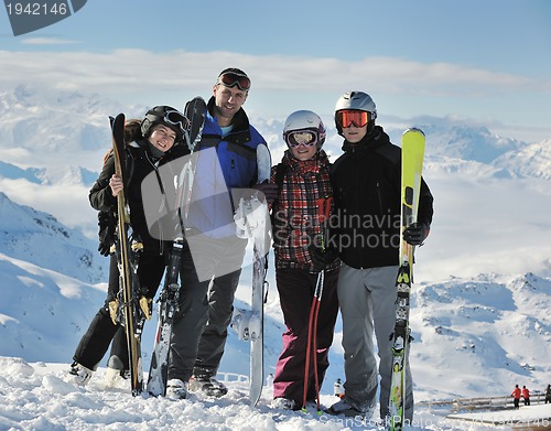 Image of people group on snow at winter season