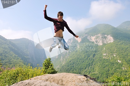 Image of man jump in nature