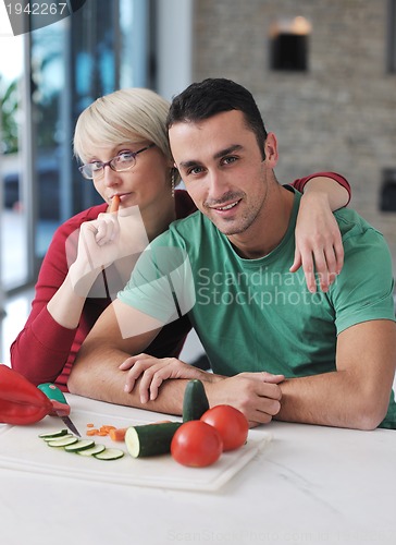 Image of young couple have fun in modern kitchen